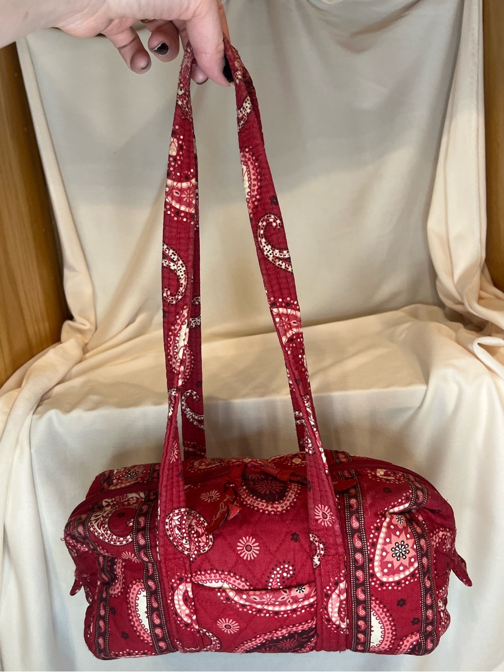 Vintage Vera Bradley Mini Duffel Bag - Retired Mesa Red Quilted Shoulder Purse